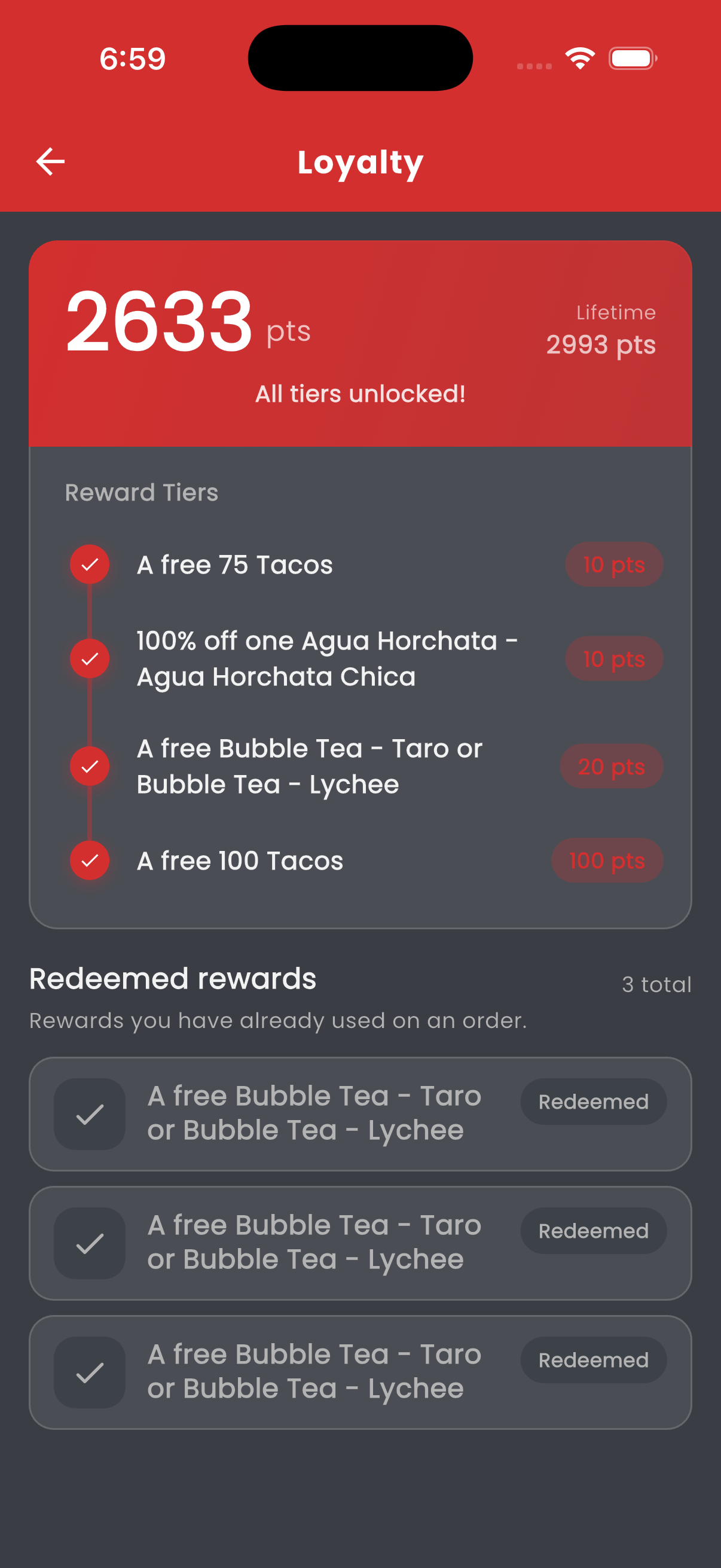 Step 7 Profile Loyalty Progress screen